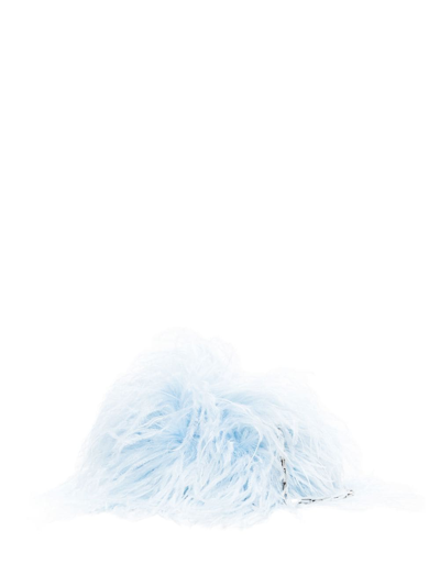 Attico Greta Feather Shoulder Bag In Blue