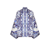 Dolce & Gabbana Pottery Printed Twill Slit Shirt In Blue