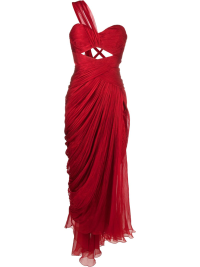 Maria Lucia Hohan Amelia Cut-out Detail One-shoulder Gown In Red