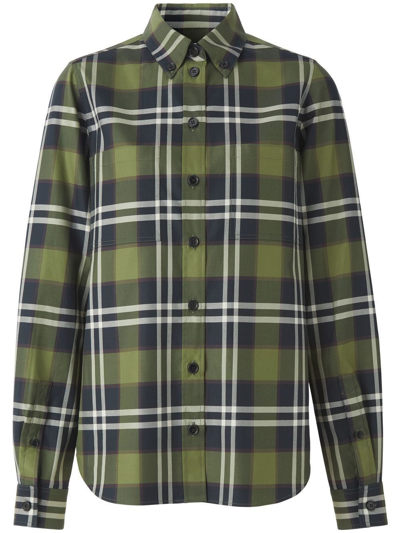Burberry Anette Check Cotton Button-down Shirt In Green
