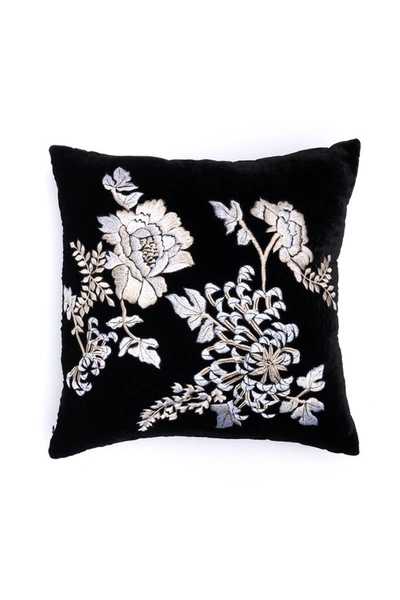 Natori Velvet Mandarin Embroidered Pillow In Black
