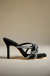 Loeffler Randall Margi Leather Bow Heeled Sandals Black 9 In Black