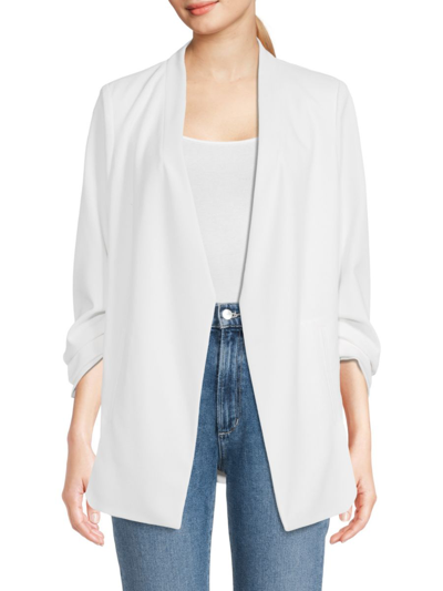Dkny Womens Crepe Long Sleeves Open-front Blazer In Ivory