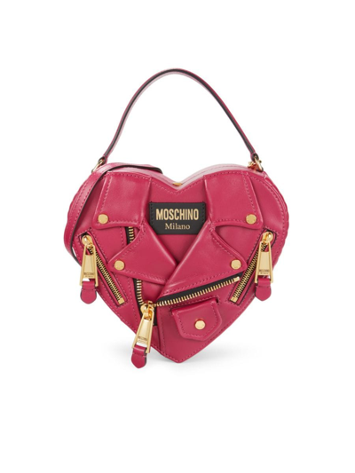 Moschino Women's Heart Leather Top Handle Bag In Red | ModeSens
