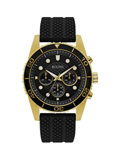 Bulova Men's Chronograph Classic Black Silicone Strap Watch 43mm