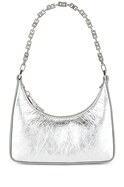 Givenchy Moon Cut-out Mini Leather Shoulder Bag In Silver And Grey
