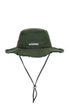 Jacquemus 'le Bob Artichaut' Green Hat With Logo On The Front