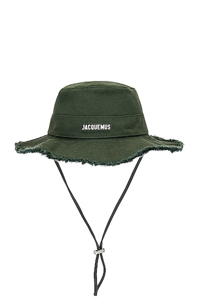 Jacquemus Dark Green Frayed Expedition Hat Le Bob Artichaut