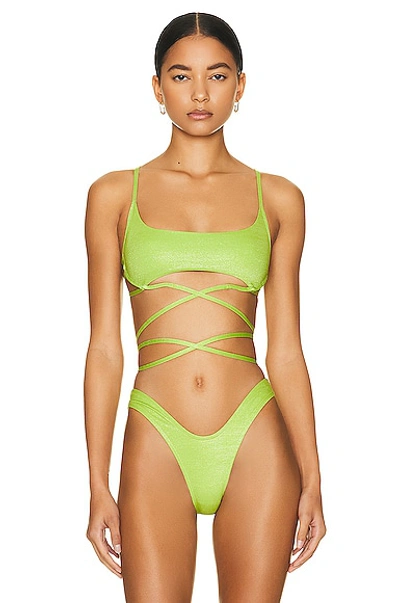 Monica Hansen Beachwear Lurex Underwire Tube Bikini Top In Green Lurex