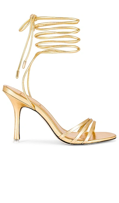 Black Suede Studio Leandra Heeled Sandal In Gold Metallic