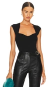 Simkhai Barbara Compact Rib Sweetheart Bodysuit In Black