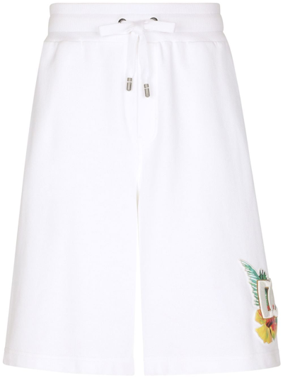 Dolce & Gabbana Embroidered-logo Drawstring Shorts In White