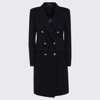 Tagliatore Black Virgin Wool-cashmere Blend Coat