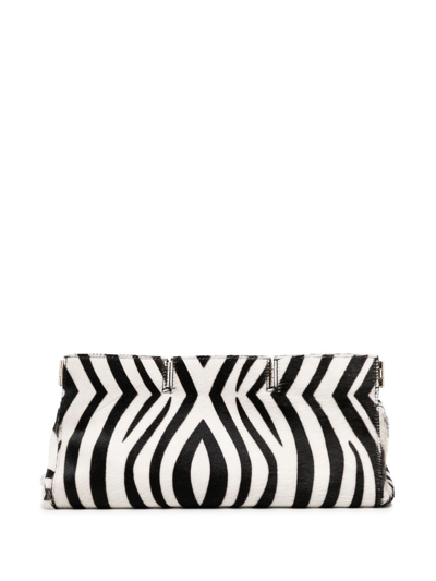 Peter Do Zebra-print Leather Clutch Bag In White