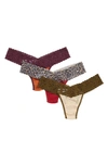 Hanky Panky Low Rise Lace Thongs In Borg-ddap/leopard Chobe/chai-o