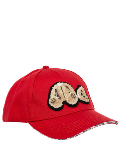 Palm Angels Baseball Cap With Bear Embroidery In Red