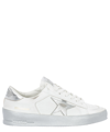 Golden Goose Stardan Sneakers With Silver Metallic Leather Star And Heel Tab In White
