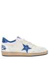 Golden Goose Ball Star Sneakers In White Nappa Leather With Light Blue Laminated Leather Star And Heel Tab In White