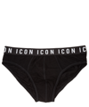 Dsquared2 Cotton Icon Slip With Logoed Waistband In Black