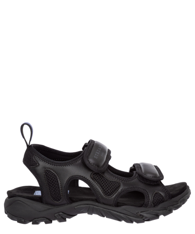 Mcq By Alexander Mcqueen Striae Strap Leather & Tech Sandals In Black