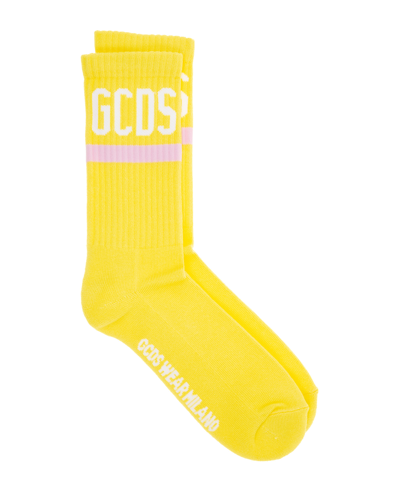 Gcds Logo Intarsia 罗纹针织袜 In Yellow