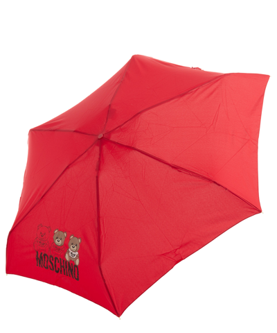 Moschino Supermini Bear Scribbles Umbrella In Red