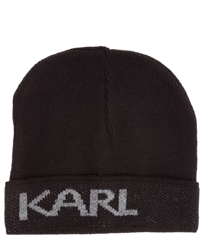 Karl Lagerfeld Men's Beanie Hat   Karl Logo In Black