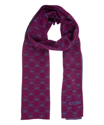 Moschino Women's Wool Scarf  Double Question Mark In Violet