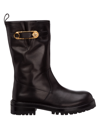 Versace Biker Boots With Medusa Safety Pin In Black