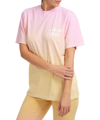Livincool Woman Pink And Orange Gradient T-shirt With Logo In Pink