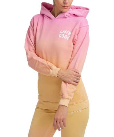 Livincool Woman Gradient Orange And Pink California Love Hoodie