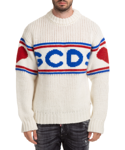 Gcds Tape Logo Sweater In White