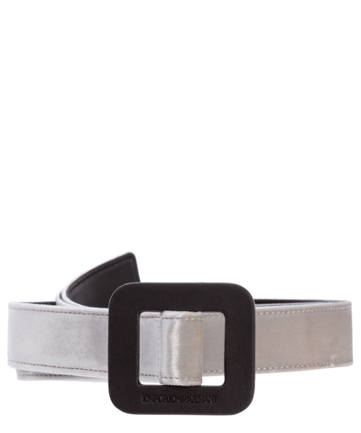 Emporio Armani Leather Belt In Silver