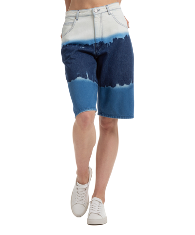 Alberta Ferretti Denim Wide-fit Bermuda Shorts In Blue