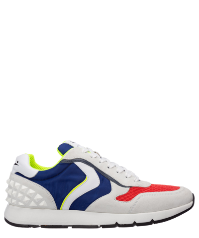 Voile Blanche White-blue-red Sneakers In Leather And Nylon