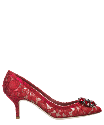 Dolce & Gabbana Rainbow Lace Pumps In Dark Red