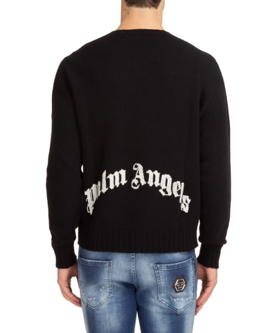 PALM ANGELS CURVED LOGO SWEATER,PMHE027C99KNI0011001