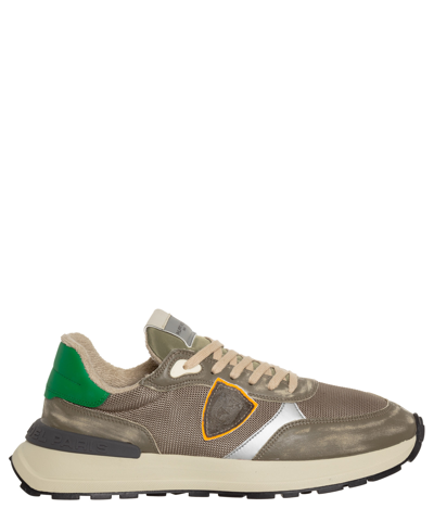 Philippe Model Mens Green Leather Trainers