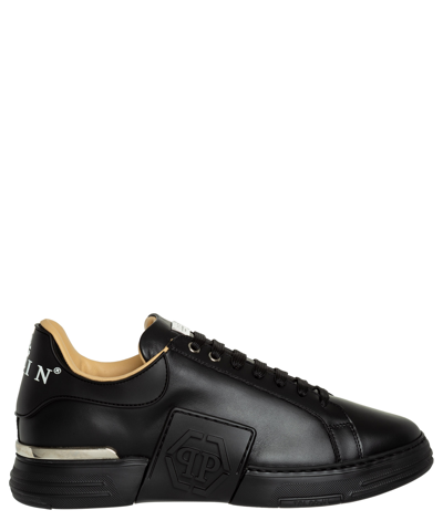 Philipp Plein Hexagon Lo - Top Leather Sneakers In Black