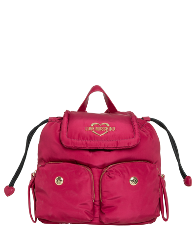 Love Moschino Logo-plaque Padded Backpack In Pink
