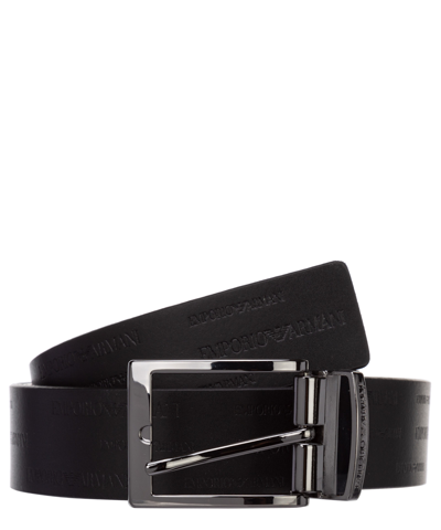 Emporio Armani Leather Belt In Black