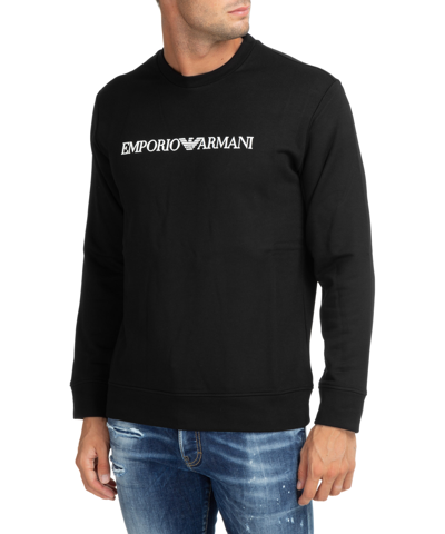 Emporio Armani Cotton Sweatshirt In Black