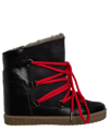 Isabel Marant Nowles Shearling Ankle Boots In Black Suede And Leather In Black