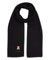 Moschino Teddy Bear Wool Wool Scarf In Black