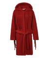 Stella Mccartney Fringe-trim Belted Long Teddy Coat In Red