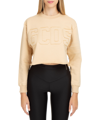 Gcds Logo Print Cropped Sweatshirt In Beige