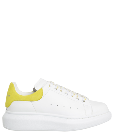 Alexander Mcqueen White Leather Sneakers With Ochre Suede Heel Nd  Donna 41 In Yellow