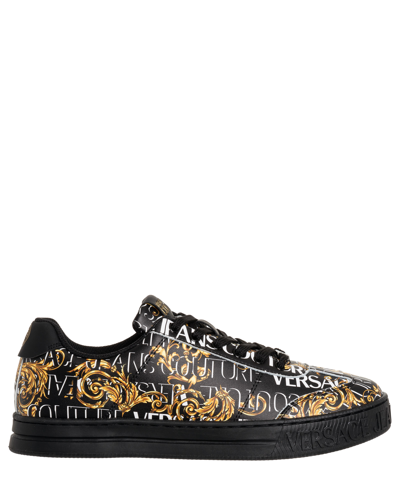 Versace Jeans Couture Court 88 Logo Couture Leather Sneakers In Black