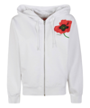Kenzo Graphic Poppy Zip-front Hoodie In White