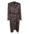 Isabel Marant Étoile Okleya Floral Pleated Long-sleeve Midi Dress In Black